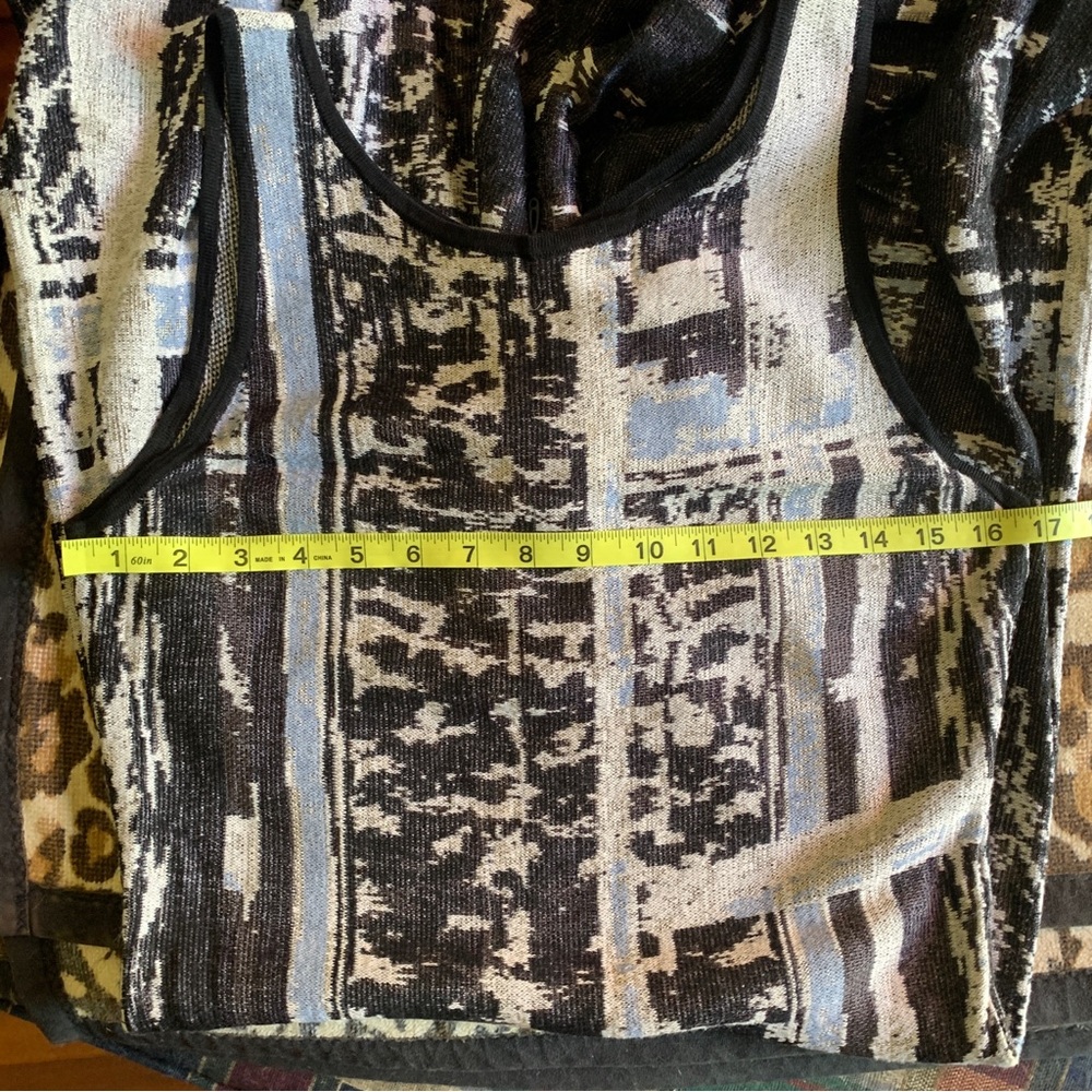 NIC + ZOE sleeveless shift a-line dress knit abstract ecru pattern size Medium - Picture 7 of 9